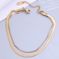 Wholesale Jewelry Simple Flat Snake Chain Titanium Steel Double Layer Anklet Nihaojewelry sku image 2