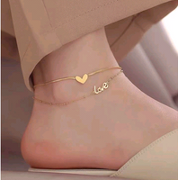 Fashion Letter Titanium Steel Double Layer Women's Anklet main image 5