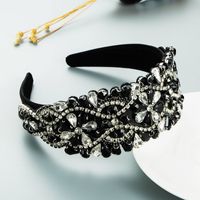 Wholesale Baroque Retro Wide-sided Stained Glass Drill Flower Headband Nihaojewelry main image 4