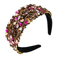 Wholesale Baroque Retro Wide-sided Stained Glass Drill Flower Headband Nihaojewelry main image 6