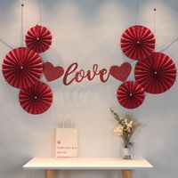 Wholesale White Pearl Red Paper Flower Fan Wedding Room Background Wall Decoration Nihaojewelry main image 1