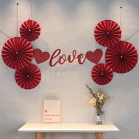 Wholesale White Pearl Red Paper Flower Fan Wedding Room Background Wall Decoration Nihaojewelry main image 2