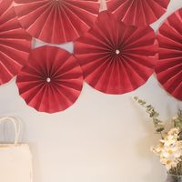 Wholesale White Pearl Red Paper Flower Fan Wedding Room Background Wall Decoration Nihaojewelry main image 3