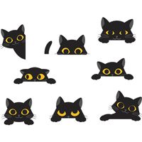 New Chic Cartoon Black Kitten Halloween Party Atmosphere Glazing Plate Glass Decorative Wall Sticker main image 3