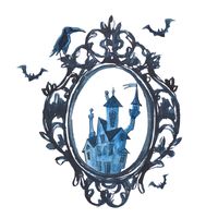 Nouveau Miroir Corneille Château Halloween Atmosphère Vitrage Plaque De Verre Décoratif Sticker Mural Auto-adhésif main image 6