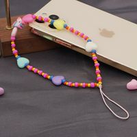 Bohemian 12mm Acrylic Mixed Color Peach Heart Mobile Phone Lanyard Color Bead Love Phone Anti-separation Rope Women's main image 5