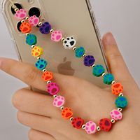Ethnic Style 4mm Acrylic Golden Balls Mobile Phone Lanyard Color Matching Mixed Color Polymer Clay Cute Claw Anti-lost Mobile Phone Charm Women main image 1