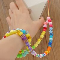 Wholesale Ethnic Acrylic Clashing Color Beads Letter Mobile Phone Lanyard Nihaojewelry main image 5