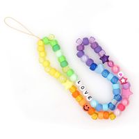 Wholesale Ethnic Acrylic Clashing Color Beads Letter Mobile Phone Lanyard Nihaojewelry main image 3