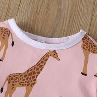 Wholesale Long Sleeve One-piece Pink Giraffe Romper Nihaojewelry main image 3