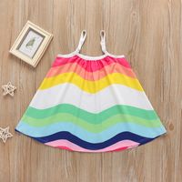 2021 New Summer Girls' Braces Skirt Loose Rainbow Sleeveless Mid-length Children Shirt A- Line Skirt Cross-border main image 1