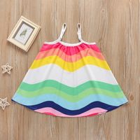2021 New Summer Girls' Braces Skirt Loose Rainbow Sleeveless Mid-length Children Shirt A- Line Skirt Cross-border main image 2