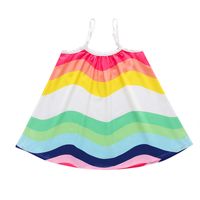 2021 New Summer Girls' Braces Skirt Loose Rainbow Sleeveless Mid-length Children Shirt A- Line Skirt Cross-border main image 6