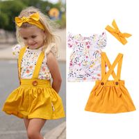 Children's European And American Fashion Suspender Skirt Outfit Printing Baby Three-piece Set Spot Cross-border Wholesale main image 1