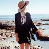 New Chiffon Zou Shirt Cardigan Beach Jacket Vacation Sun Protection Clothing Bikini Blouse Swimsuit Outwear Cardigan main image 4