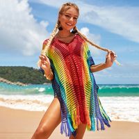 Großhandel Regenbogenfarben Streifen Hohle Bikini Bluse Nihaojewelry main image 5