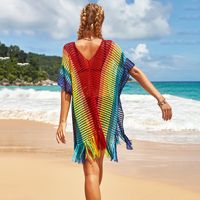 Großhandel Regenbogenfarben Streifen Hohle Bikini Bluse Nihaojewelry main image 4