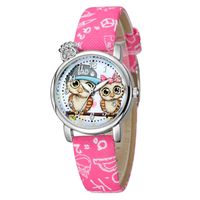 Wholesale Cute Owl Pattern Belt Children Watch Nihaojewelry sku image 5
