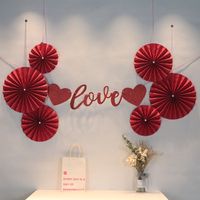 Wholesale White Pearl Red Paper Flower Fan Wedding Room Background Wall Decoration Nihaojewelry sku image 17