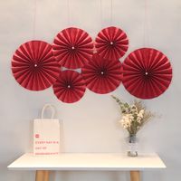 Wholesale White Pearl Red Paper Flower Fan Wedding Room Background Wall Decoration Nihaojewelry sku image 18