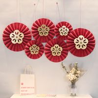 Wholesale Origami Pearl Red Paper Flower Fan Wedding Room Decoration Nihaojewelry sku image 1
