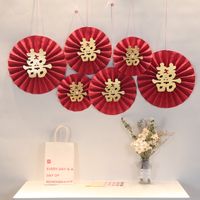 Wholesale Origami Pearl Red Paper Flower Fan Wedding Room Decoration Nihaojewelry sku image 2