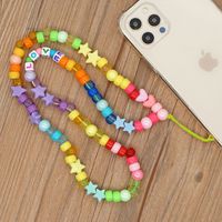 Wholesale Ethnic Acrylic Clashing Color Beads Letter Mobile Phone Lanyard Nihaojewelry sku image 2
