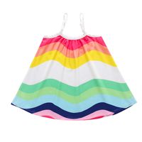 2021 New Summer Girls' Braces Skirt Loose Rainbow Sleeveless Mid-length Children Shirt A- Line Skirt Cross-border sku image 2