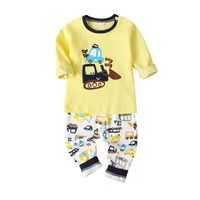 Spring And Autumn Little Children's Long Sleeve T-shirt Blouse And Pants Long Spot Cartoon Autumn Blouse And Pants Yellow Pullover Children's Clothing sku image 1