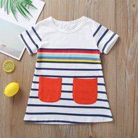Short-sleeved Striped Baby Casual Dress Wholesale Nihaojewelry sku image 1