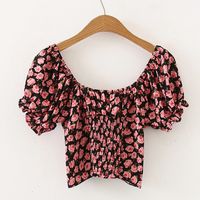 Wholesale V-neck Short-sleeved Floral Chiffon Shirt Nihaojewelry main image 4