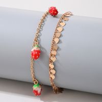 Wholesale New Small Strawberry Tassel Geometric 2-piece Anklet Nihaojewelry main image 2