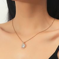 Wholesale Jewelry Gold Plated Square Zircon Titanium Steel Necklace Nihaojewelry main image 2
