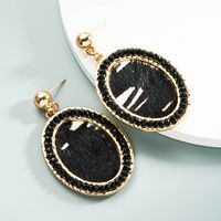 1 Pair Vintage Style Simple Style Classic Style Oval Leopard Plating Inlay Pu Leather Alloy Crystal Gold Plated Drop Earrings main image 4