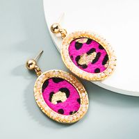 1 Pair Vintage Style Simple Style Classic Style Oval Leopard Plating Inlay Pu Leather Alloy Crystal Gold Plated Drop Earrings main image 5