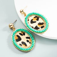 1 Pair Vintage Style Simple Style Classic Style Oval Leopard Plating Inlay Pu Leather Alloy Crystal Gold Plated Drop Earrings main image 7