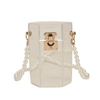 Wholesale Transparent Pearl Chain Portable Messenger Box Bag Nihaojewelry sku image 5