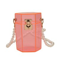 Wholesale Transparent Pearl Chain Portable Messenger Box Bag Nihaojewelry sku image 6
