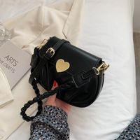 Wholesale Heart Buckle Fold One-shoulder Messenger Small Round Bag Nihaojewelry sku image 2