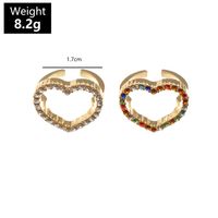 Wholesale Jewelry Hollow Heart Inlaid Color Diamond Open Ring Nihaojewelry main image 8