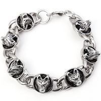 Vente En Gros Bijoux Bracelet Tête De Loup En Acier Titane Rétro Nihaojewelry main image 3