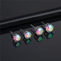 Wholesale Fashion Stainless Steel Six-claw Color Crystal Stud Earrings Nihaojewelry main image 1