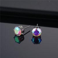 Wholesale Fashion Stainless Steel Six-claw Color Crystal Stud Earrings Nihaojewelry main image 3