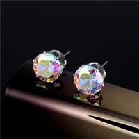 Wholesale Fashion Stainless Steel Six-claw Color Crystal Stud Earrings Nihaojewelry main image 5