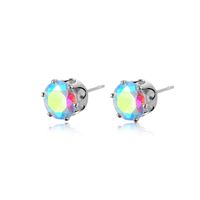 Wholesale Fashion Stainless Steel Six-claw Color Crystal Stud Earrings Nihaojewelry main image 6