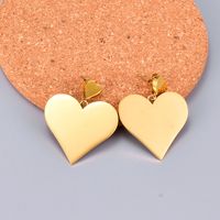 Wholesale Jewelry Titanium Steel Heart Double Earring Nihaojewelry main image 3