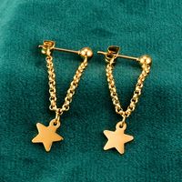 Wholesale Jewelry Star Chain Stud Titanium Steel Earrings Nihaojewelry main image 3