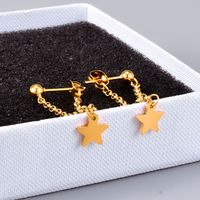 Wholesale Jewelry Star Chain Stud Titanium Steel Earrings Nihaojewelry main image 6