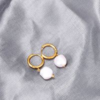 Wholesale Jewelry Pearl Geometric Round Titanium Steel Earrings Nihaojewelry main image 3