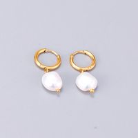 Wholesale Jewelry Pearl Geometric Round Titanium Steel Earrings Nihaojewelry main image 6
